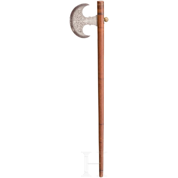 An Indian silver-damascened axe, 19th century