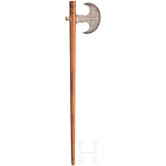 An Indian silver-damascened axe, 19th century