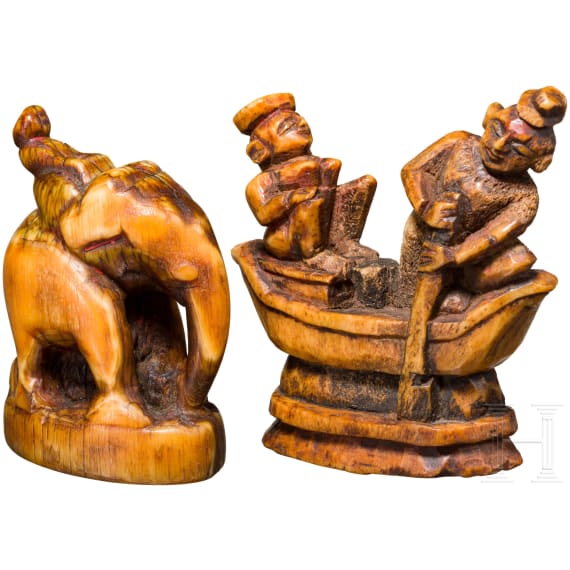 Two Indian bone figures, 18th-19th century