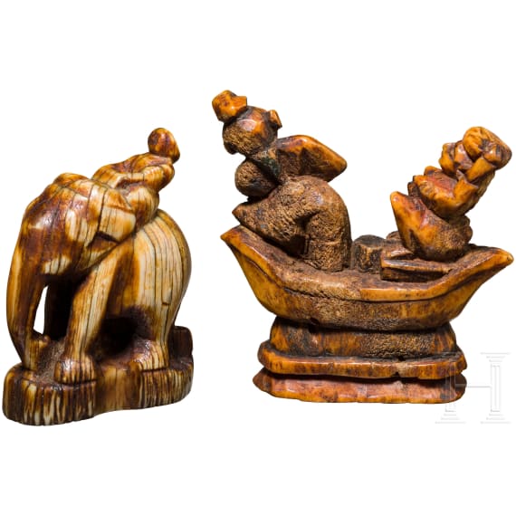 Two Indian bone figures, 18th-19th century