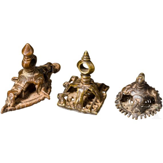 Three Henna stamps, bronze, 19th century