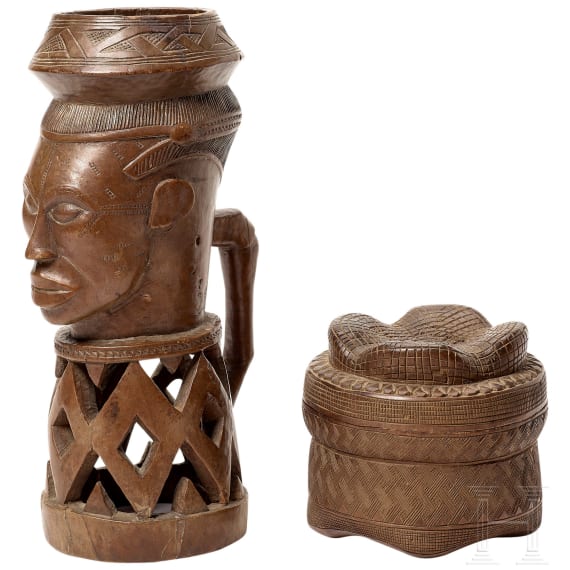 An anthropomorph cup and a can of the Cuba, Congo