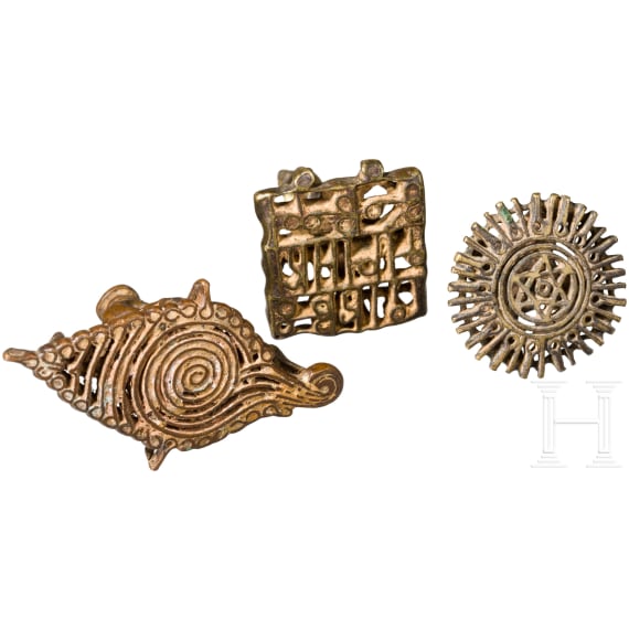 Three Henna stamps, bronze, 19th century