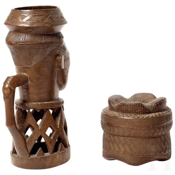 An anthropomorph cup and a can of the Cuba, Congo