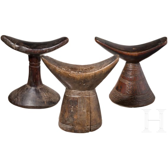 Three Central African headrests
