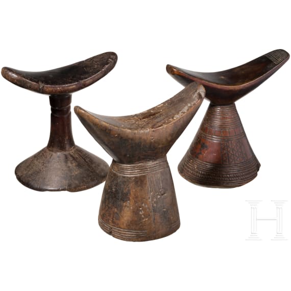Three Central African headrests
