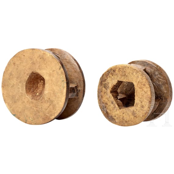 Two small African stools of the Lega tribe, Congo