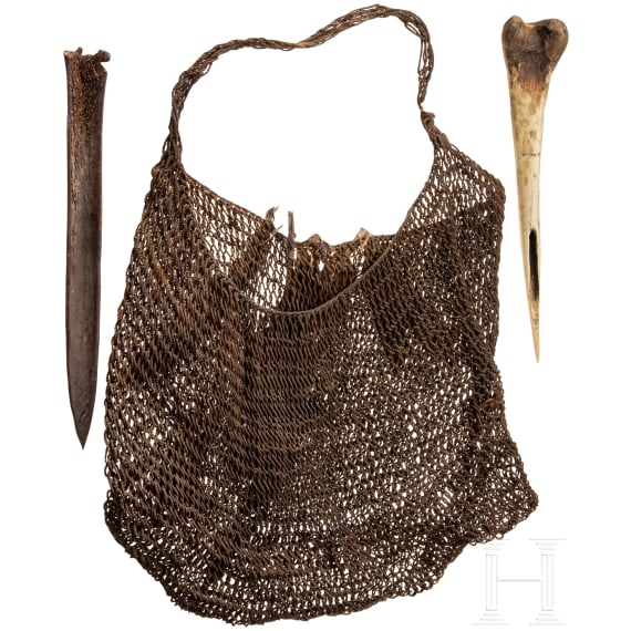 A hunting bag and two daggers, Papua New Guinea
