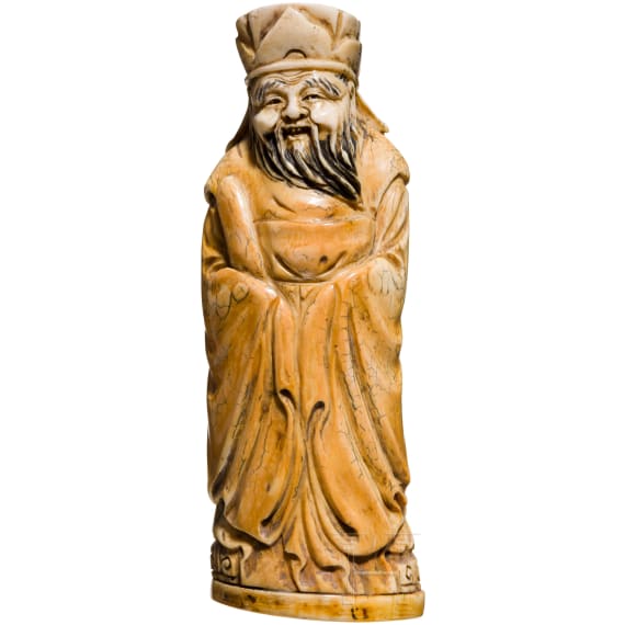 An ivory figure of a wise man, China, 19th century