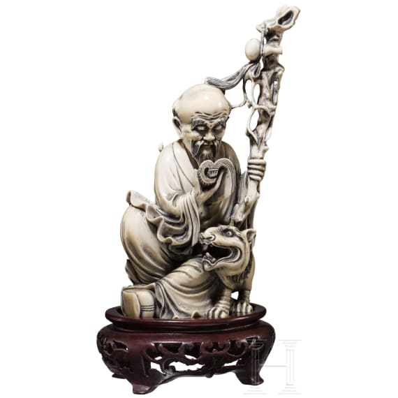 An ivory figure of Shou, god of longevity, China, 1st half of the 20th century