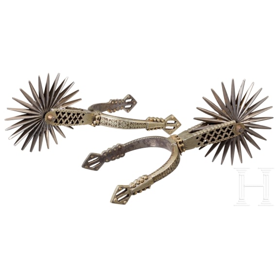 A pair of South American wheel spurs, 19th century