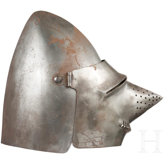 A visored bascinet ("Hounskull"), reproduction in the style of c. 1380
