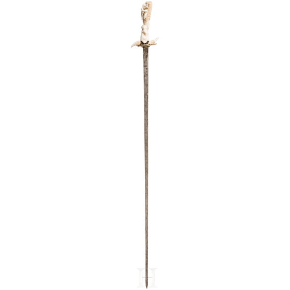 An epee with carved bone handle, riplica using old parts