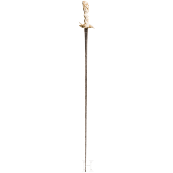 An epee with carved bone handle, riplica using old parts