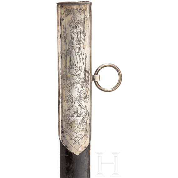 A silver-mounted rapier scabbard, Historicism in the style of the 17th century