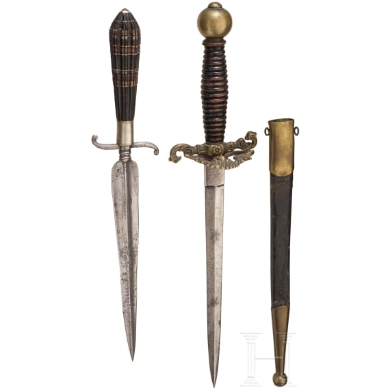 Two Ligurian and Dutch daggers, 18th and 19th century