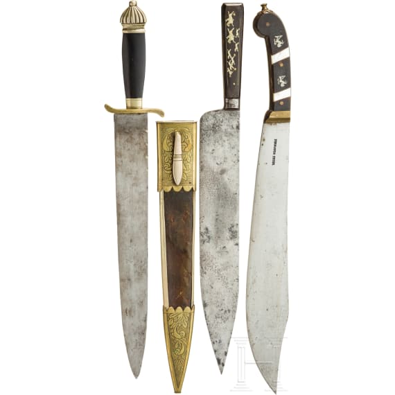 Two machetes and a dagger knife, 19th century