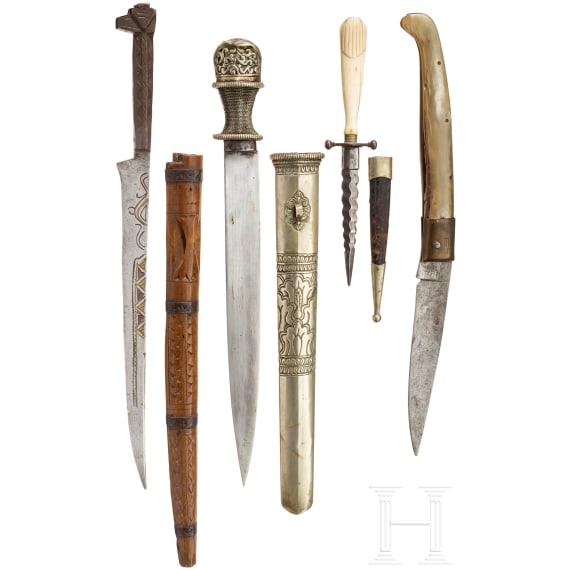 Four knives, Europe, Tibet and North Africa, 19th and 20th century