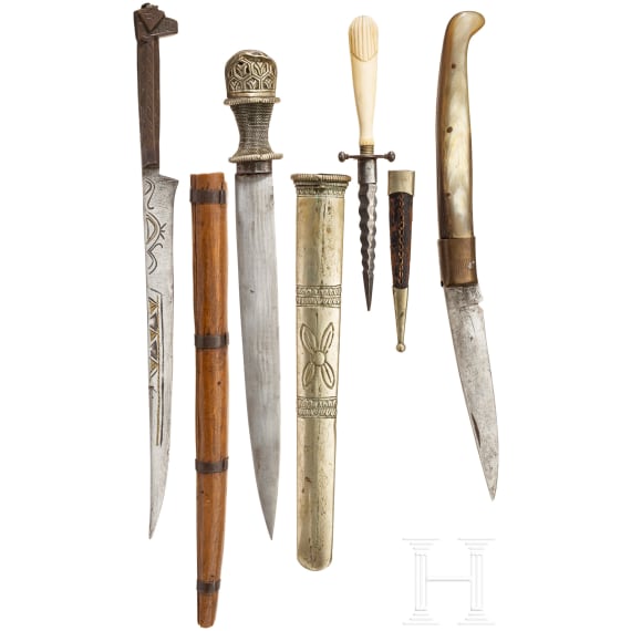 Four knives, Europe, Tibet and North Africa, 19th and 20th century