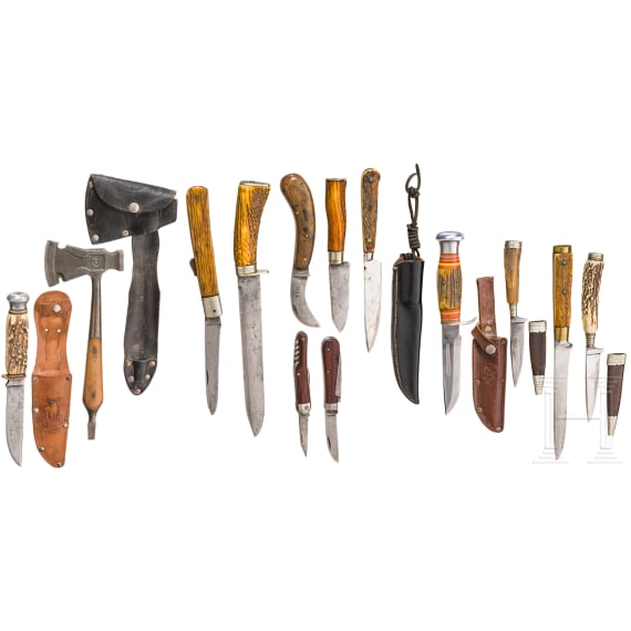A group of knives and a hatchet, German, 19th/20th century