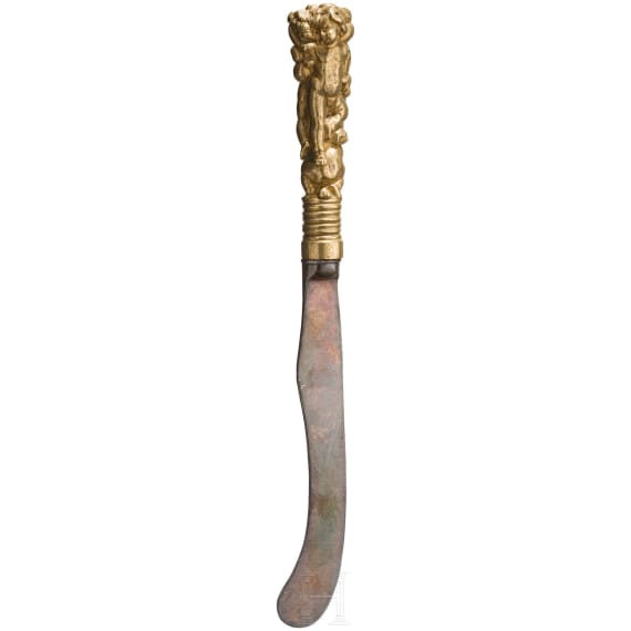 A Flemish eating knife with figurative handle, circa 1700
