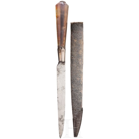A small eating knife with ray skin scabbard, England, 1st half of the 18th century