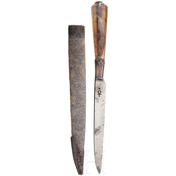 A small eating knife with ray skin scabbard, England, 1st half of the 18th century