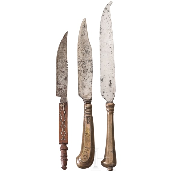 Three Central European eating knives, 18th century