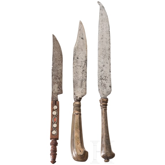 Three Central European eating knives, 18th century
