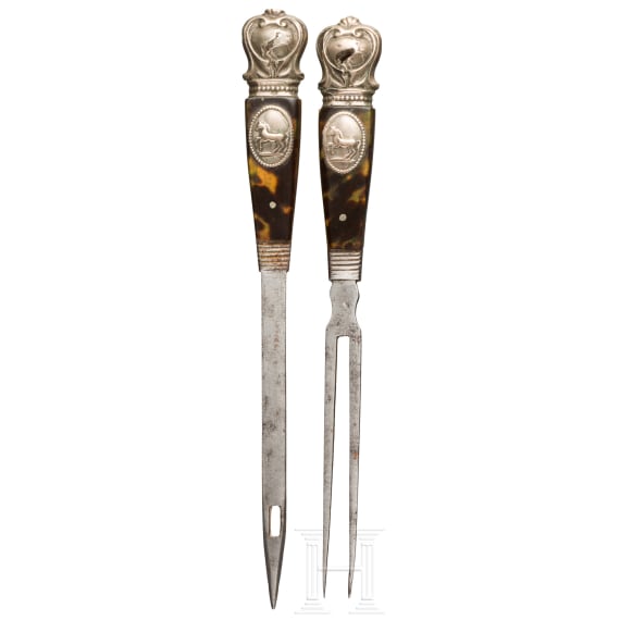 A German silver-mounted fork and awl, circa 1800