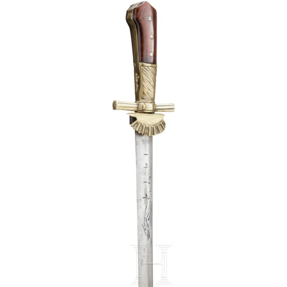 A South German hunting sword with older blade, 17th/early-19th century