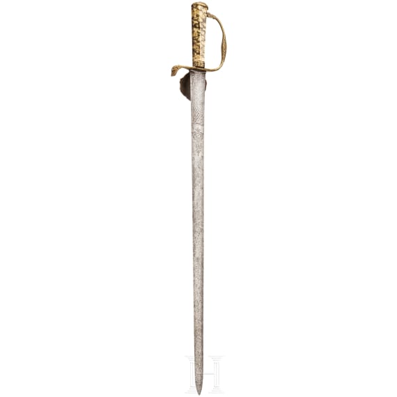A German hunting hanger with marbled handle, circa 1740