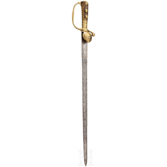 A German hanting hanger with engraved blade, 1st half of the 18th century