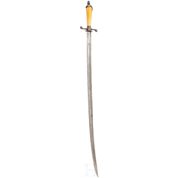 A German hunting sabre with ivory handle, 18th century
