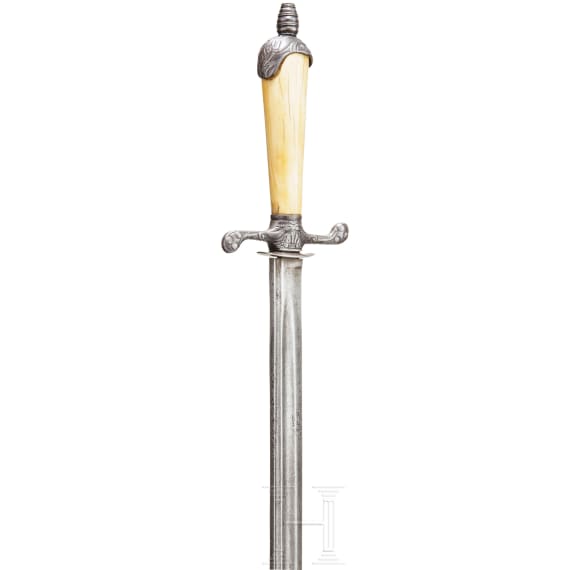 A German hunting sabre with ivory handle, 18th century