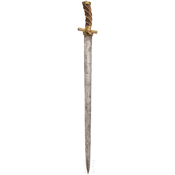 A German hunting hanger with a robust blade, circa 1780