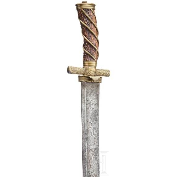 A German hunting hanger with a robust blade, circa 1780