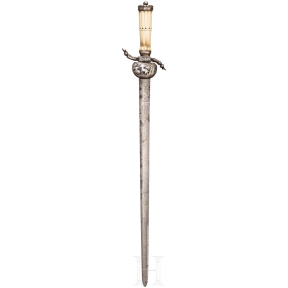 A German silver-mounted hunting hanger, 1st half of the 19th century