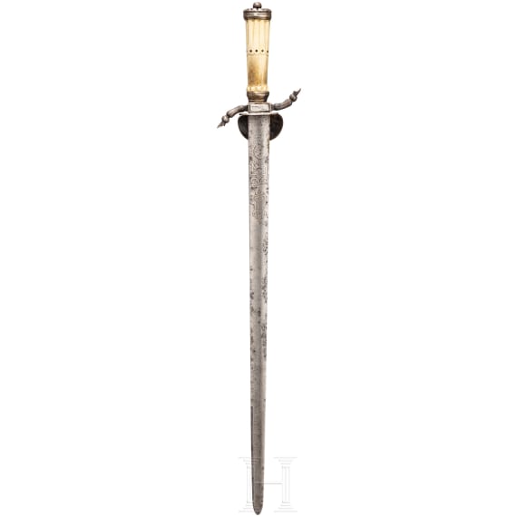 A German silver-mounted hunting hanger, 1st half of the 19th century