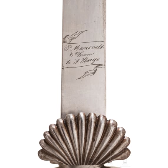 A Dutch iron-mounted hunting hanger, dated 1870
