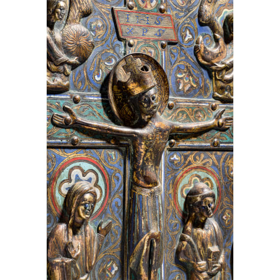 A large champlevé picture panel in the style of the 12th/13th century, Limoges, mid 19th century