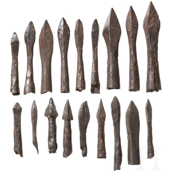 18 German arrow and bolt tips, 14th - 16th century