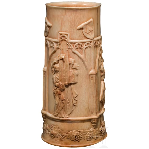 A German ivory carved mug, circa 1860