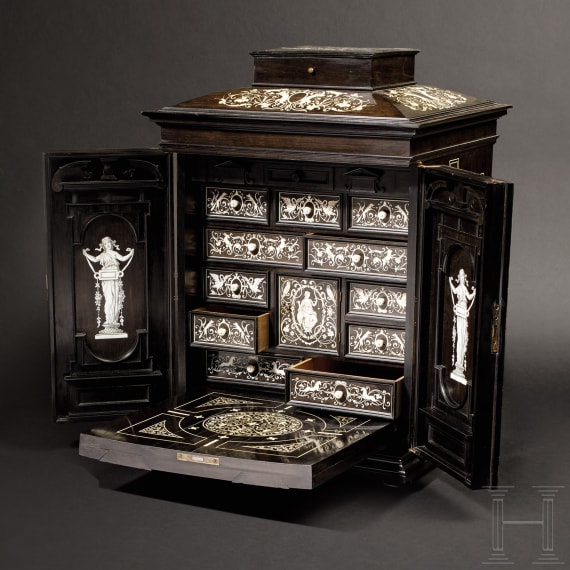 An exquisitely wrought cabinet in Renaissance style, signed Augostino Colli, Cortina d'Ampezzo, dated 1894
