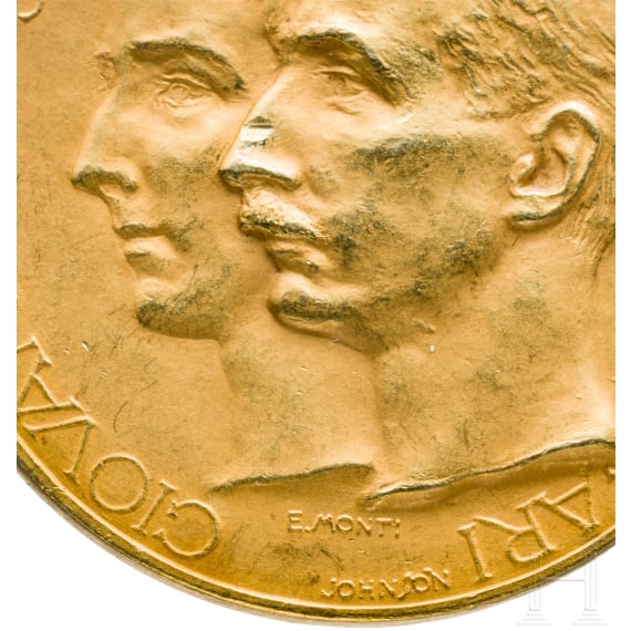 Goldene Medaille zur Erinnerung an die Hochzeit von Prinzessin Giovanna mit Zar Boris III. von Bulgarien, 1930 in Assisi