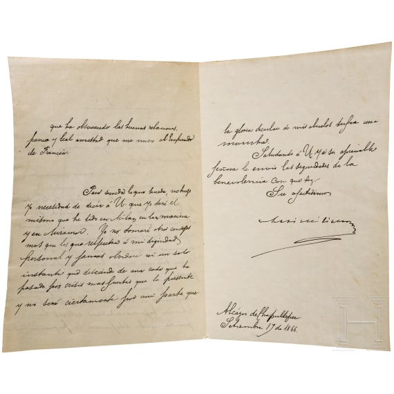 Emperor Maximilian I of Mexico (1832-67) - a letter dated 19 September 1866 written and signed in his own hand