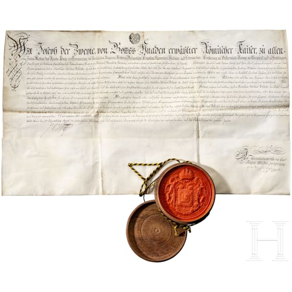 Emperor Joseph II - certificate of appointment as court pharmacist, dated 1782