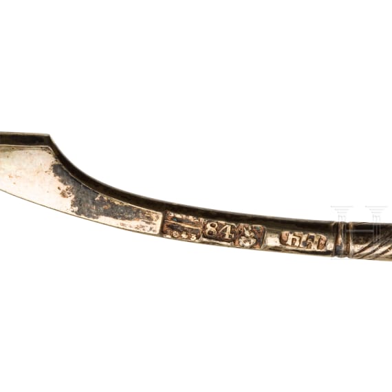14 silver spoons, sugar tongs, spice containers, Russia, around 1820 or between 1840 - 1910
