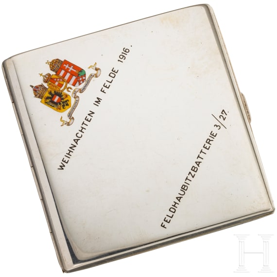 Silver artillery cigarette case, Christmas 1916