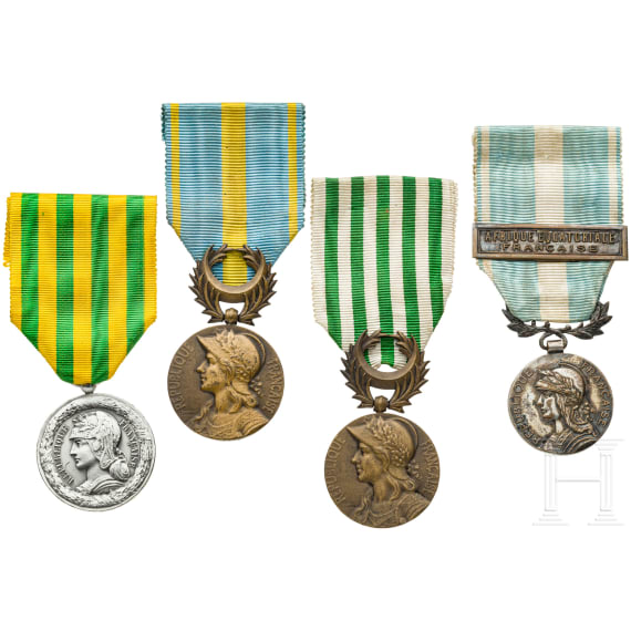 Four colonial medals, France, 19th / 20th century